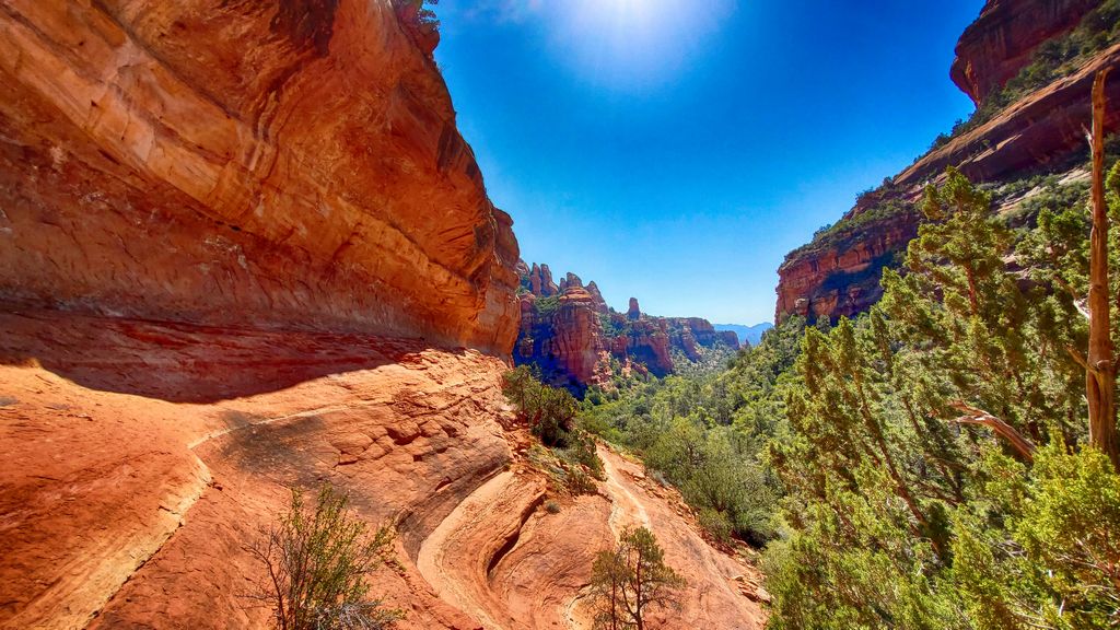 Go beyond the 'end of trail' sign for few people and beautiful view down Fay Canyon.